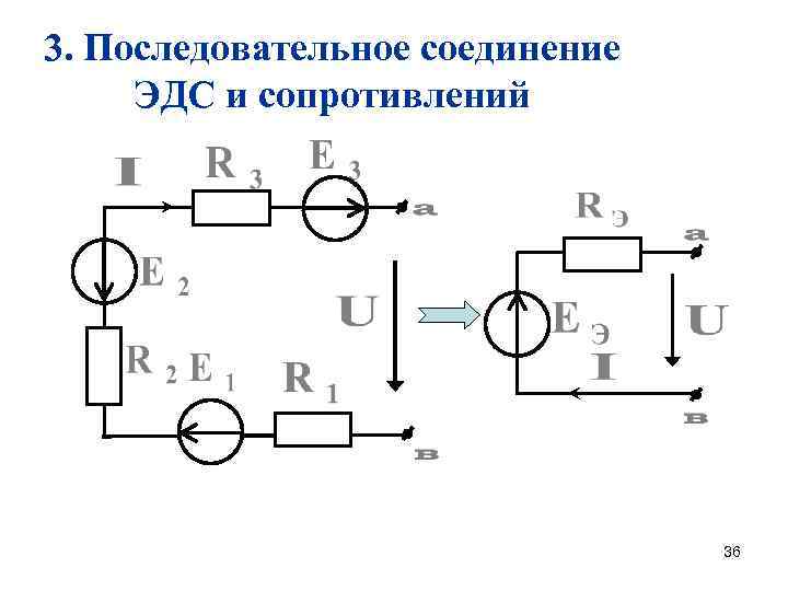 3. Последовательное соединение ЭДС и сопротивлений 36 