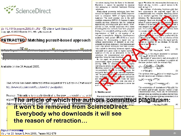 The article of which the authors committed plagiarism: it won’t be removed from Science.