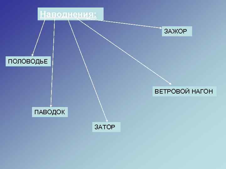 Наводнения: ЗАЖОР ПОЛОВОДЬЕ ВЕТРОВОЙ НАГОН ПАВОДОК ЗАТОР 