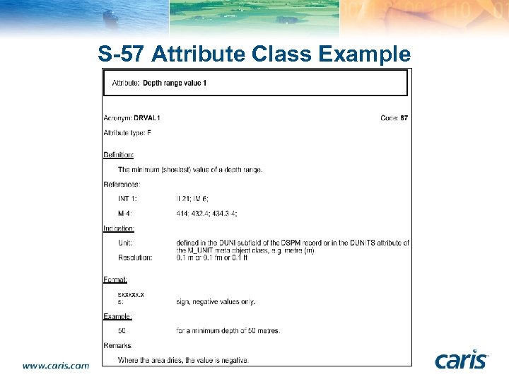 S-57 Attribute Class Example 