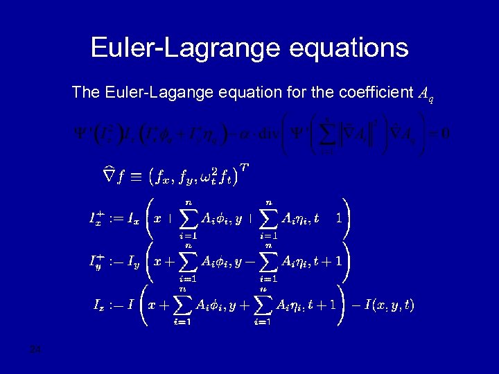 Euler-Lagrange equations The Euler-Lagange equation for the coefficient Aq 24 