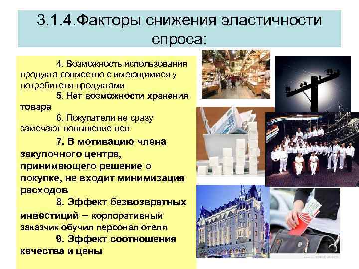 3. 1. 4. Факторы снижения эластичности спроса: 4. Возможность использования продукта совместно с имеющимися