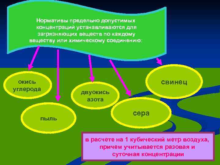 Нормативы предельно допустимых концентраций устанавливаются для загрязняющих веществ по каждому веществу или химическому соединению: