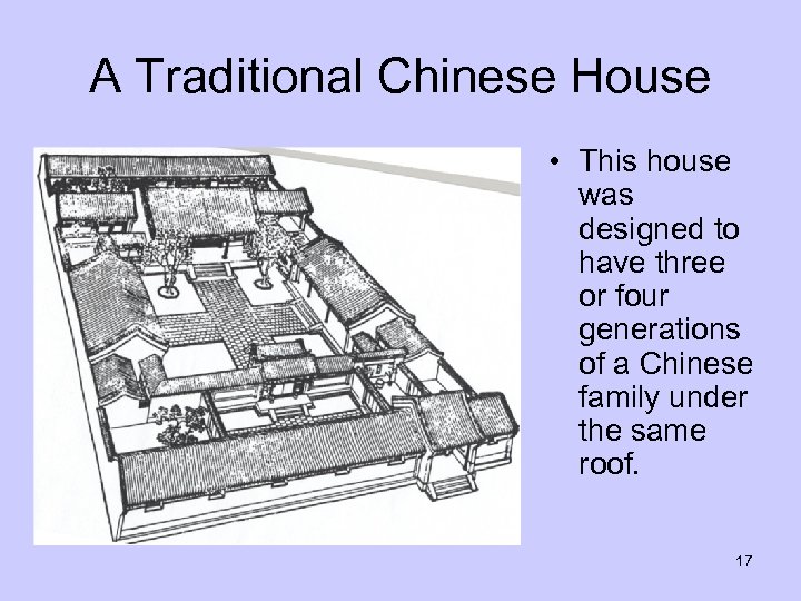 A Traditional Chinese House • This house was designed to have three or four