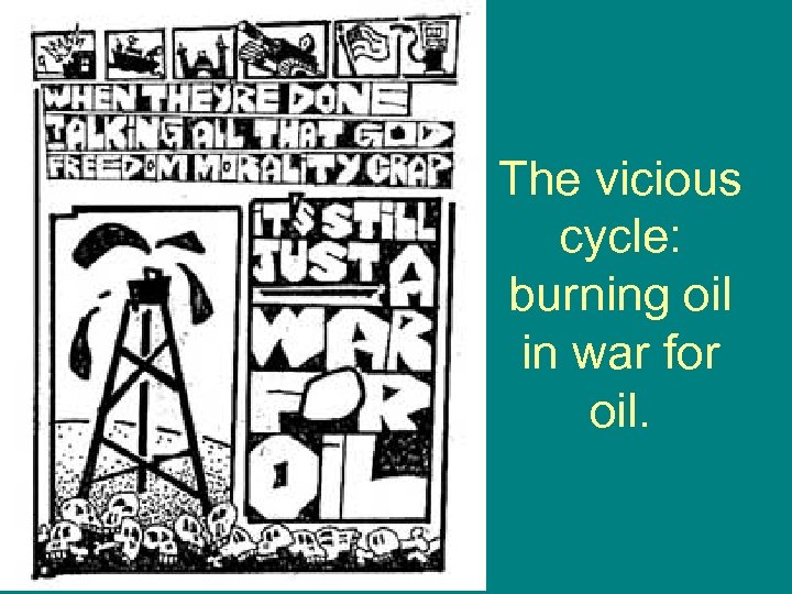 The vicious cycle: burning oil in war for oil. 