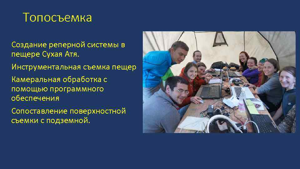 Топосъемка Создание реперной системы в пещере Сухая Атя. Инструментальная съемка пещер Камеральная обработка с