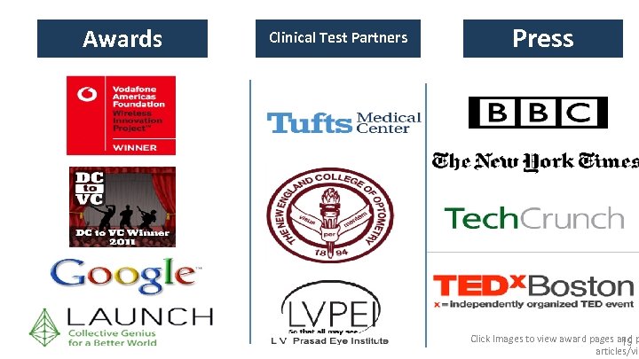 Awards Clinical Test Partners Press Click Images to view award pages and p 19