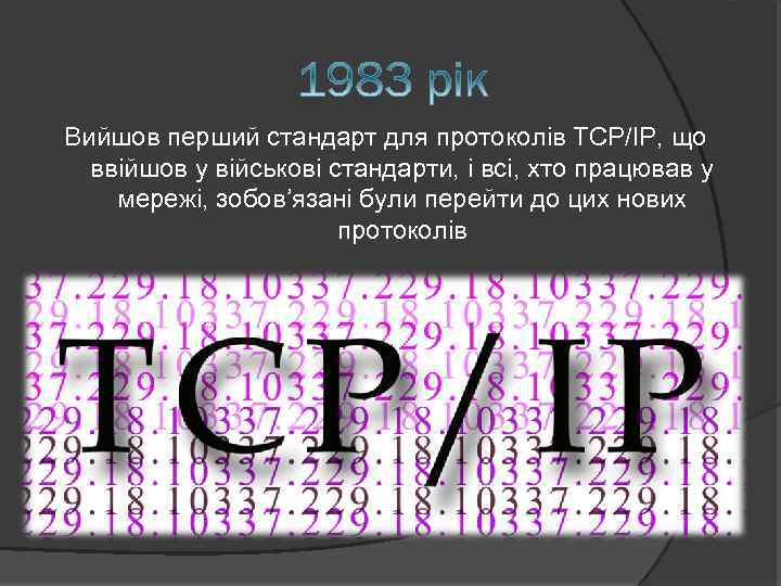 Вийшов перший стандарт для протоколів ТСР/ІР, що ввійшов у військові стандарти, і всі, хто