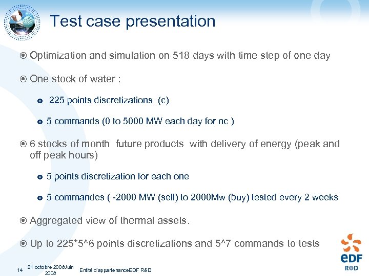 Test case presentation Optimization and simulation on 518 days with time step of one