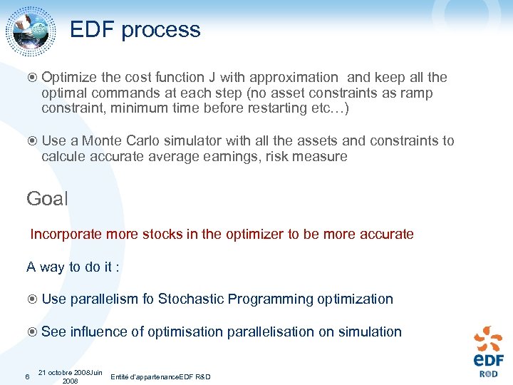 EDF process Optimize the cost function J with approximation and keep all the optimal