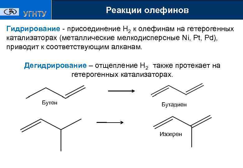 Схема реакции гидрирования