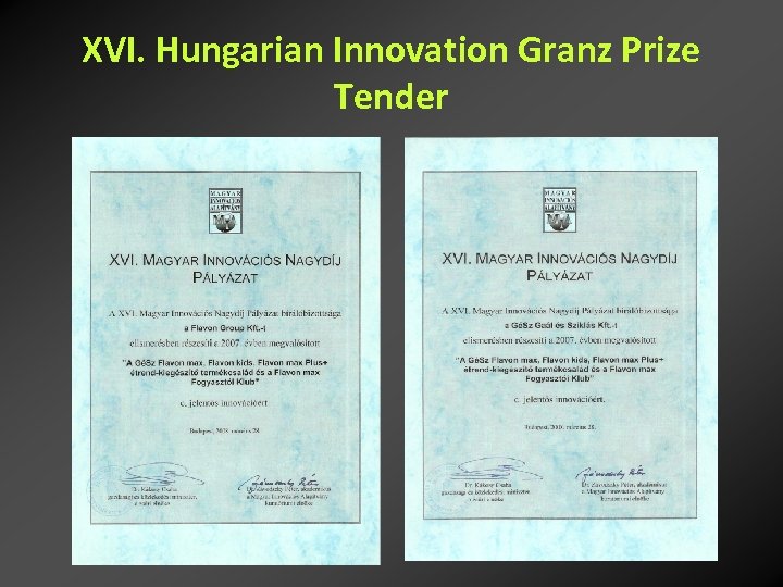 XVI. Hungarian Innovation Granz Prize Tender 