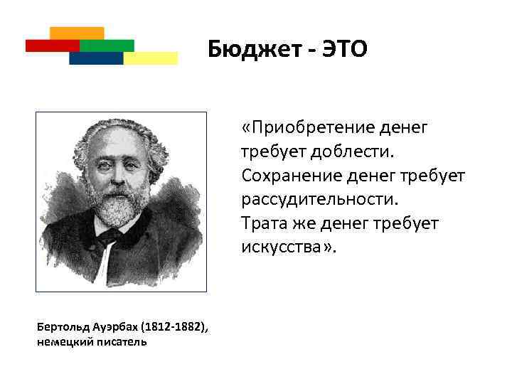 Бюджет - ЭТО «Приобретение денег требует доблести. Сохранение денег требует рассудительности. Трата же денег