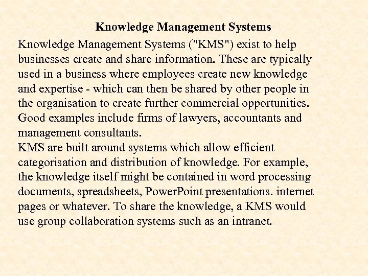 Knowledge Management Systems (