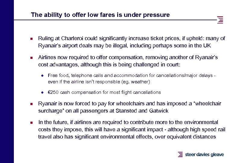 The ability to offer low fares is under pressure n n Ruling at Charleroi