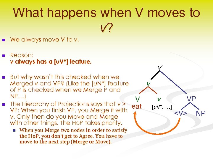 What happens when V moves to v? n We always move V to v.