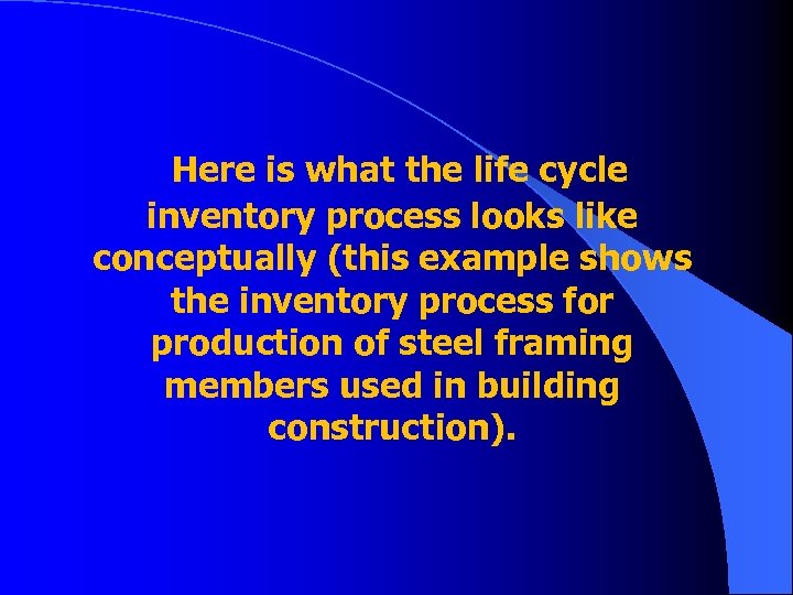 Here is what the life cycle inventory process looks like conceptually (this example shows