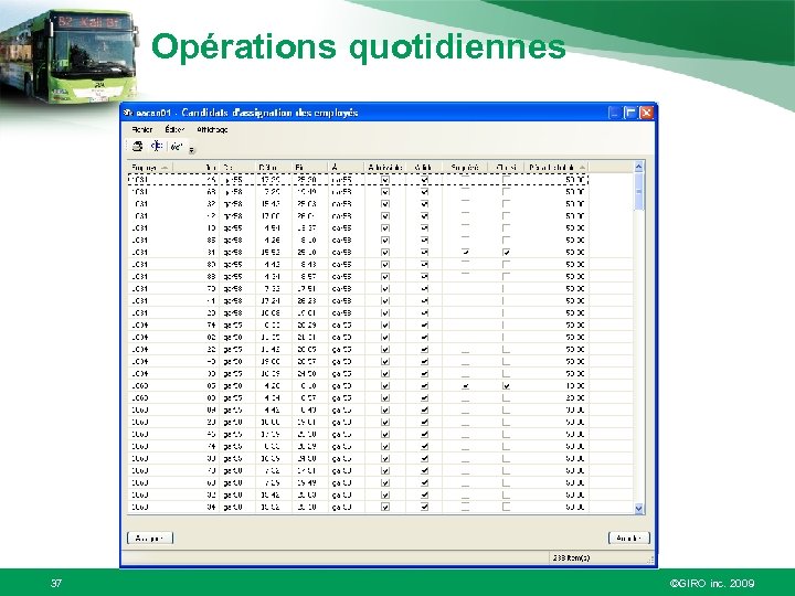 Opérations quotidiennes 37 ©GIRO inc. 2009 