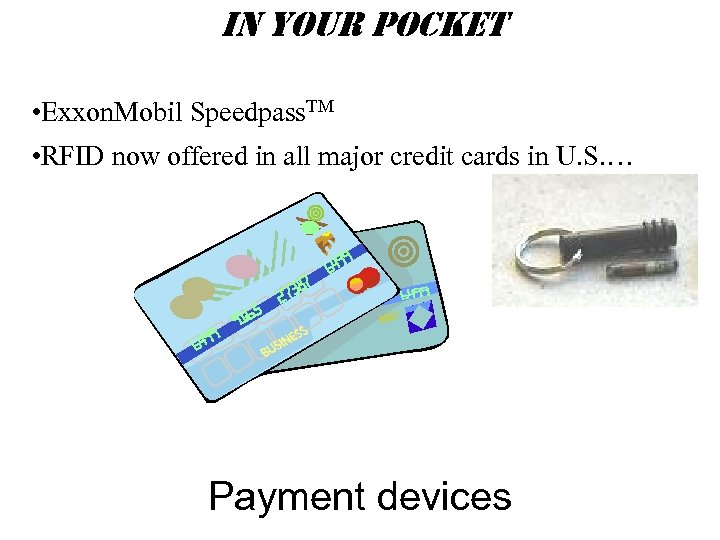 in your pocket • Exxon. Mobil Speedpass. TM • RFID now offered in all