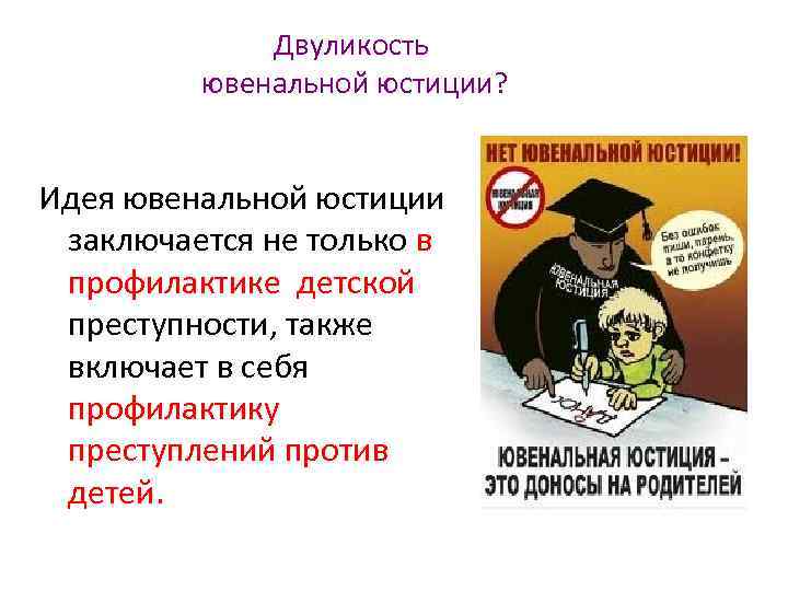 Двуликость ювенальной юстиции? Идея ювенальной юстиции заключается не только в профилактике детской преступности, также