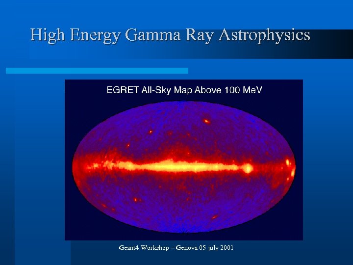 High Energy Gamma Ray Astrophysics Geant 4 Workshop – Genova 05 july 2001 