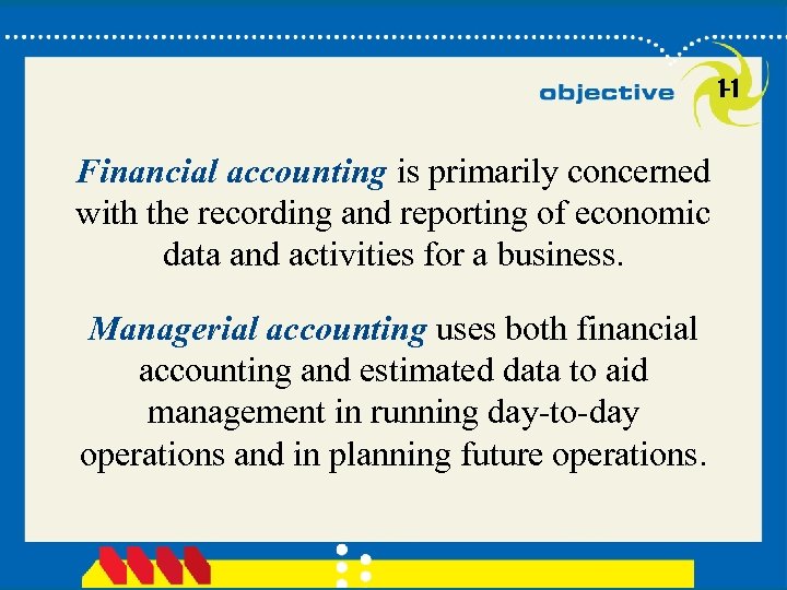 1 -1 Financial accounting is primarily concerned with the recording and reporting of economic