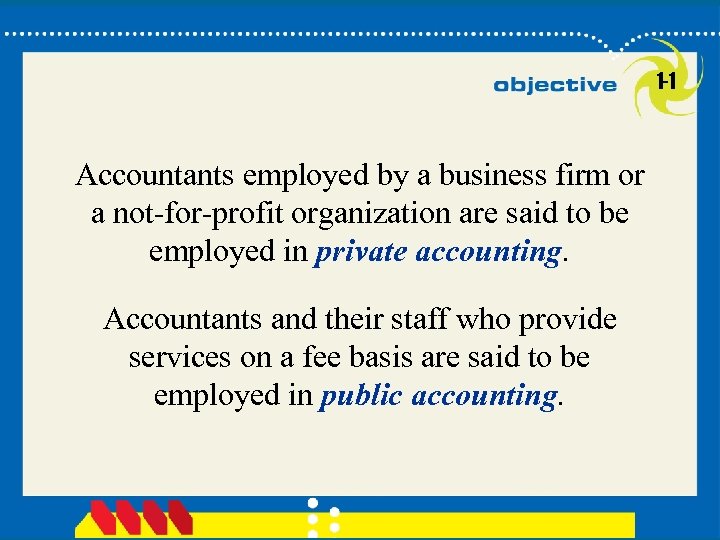 1 -1 Accountants employed by a business firm or a not-for-profit organization are said