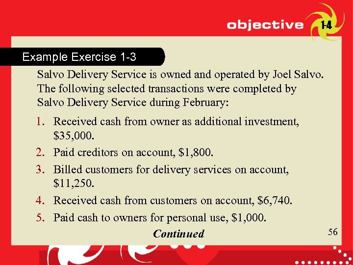 1 -4 Example Exercise 1 -3 Salvo Delivery Service is owned and operated by