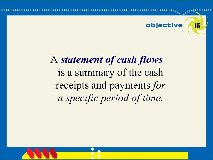 1 -5 A statement of cash flows is a summary of the cash receipts