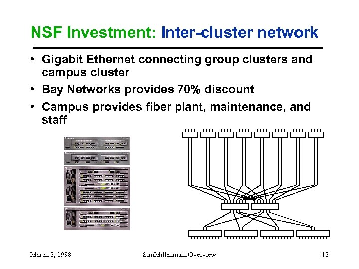NSF Investment: Inter-cluster network • Gigabit Ethernet connecting group clusters and campus cluster •