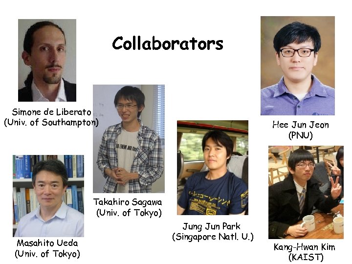 Collaborators Simone de Liberato (Univ. of Southampton) Hee Jun Jeon (PNU) Takahiro Sagawa (Univ.