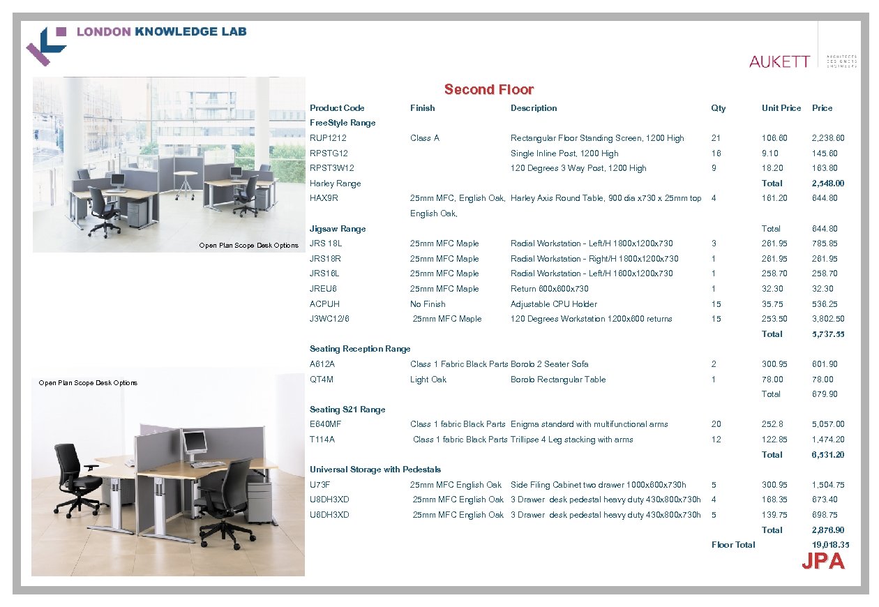 Second Floor Product Code Finish Description Qty Unit Price Class A Rectangular Floor Standing