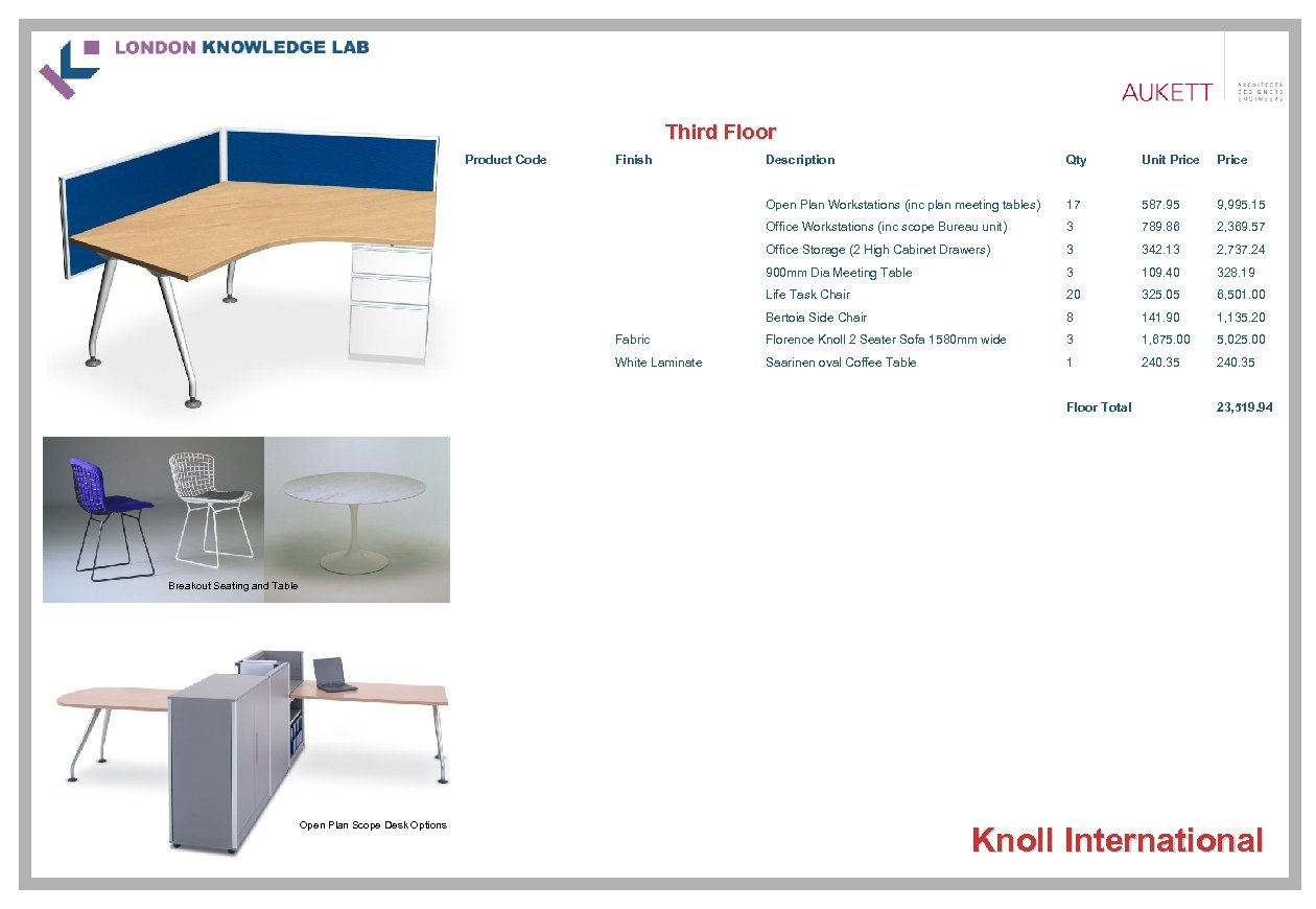 Third Floor Product Code Finish Description Qty Unit Price Open Plan Workstations (inc plan
