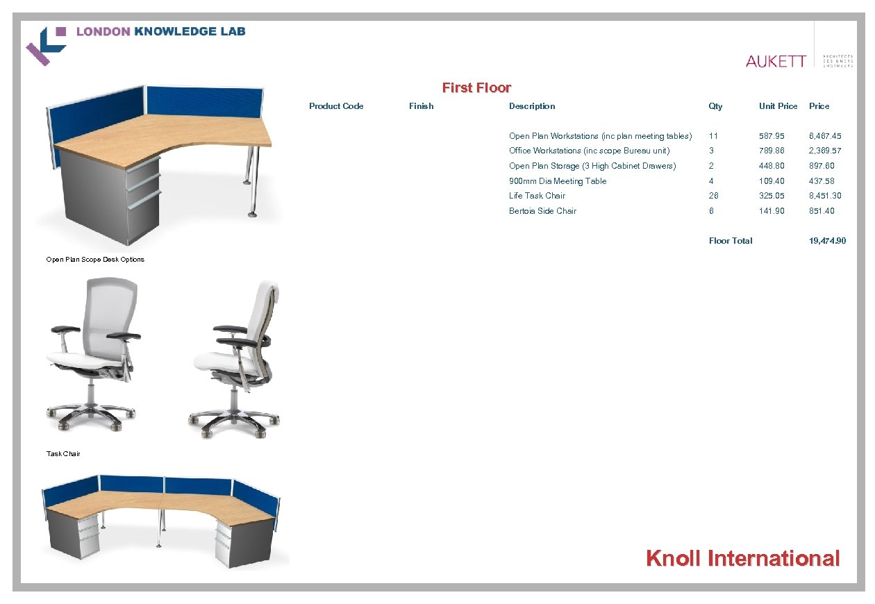 First Floor Product Code Finish Description Qty Unit Price Open Plan Workstations (inc plan
