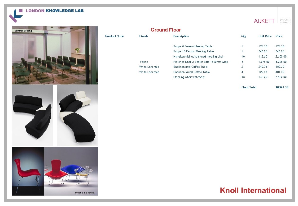 Ground Floor Seminar Seating Product Code Finish Description Qty Unit Price Scope 6 Person