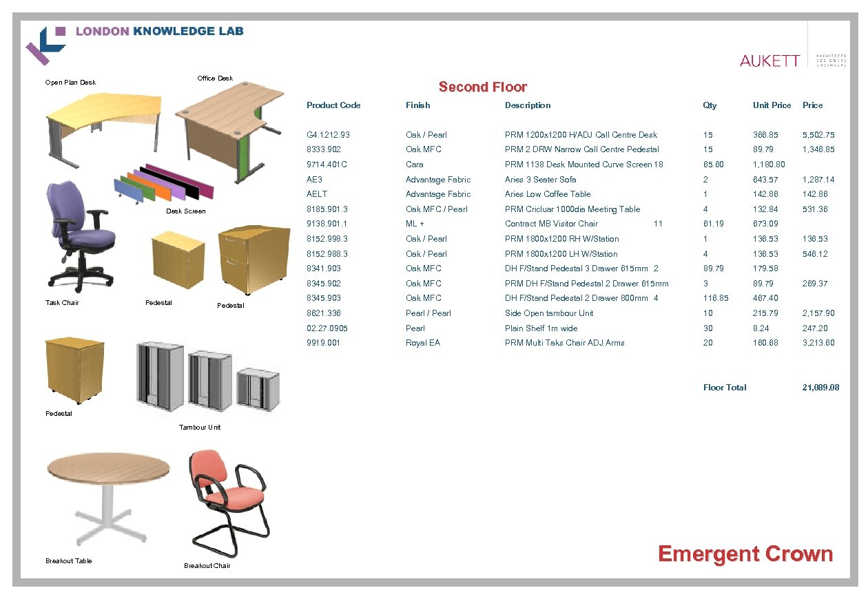 Office Desk Open Plan Desk Second Floor Product Code Price Oak / Pearl PRM