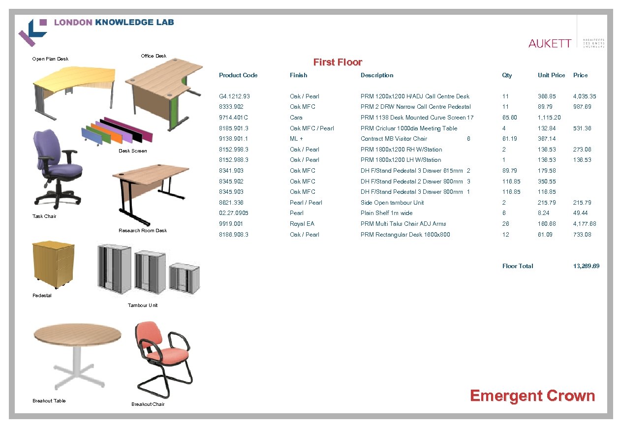 Open Plan Desk Office Desk First Floor Product Code Unit Price Oak / Pearl