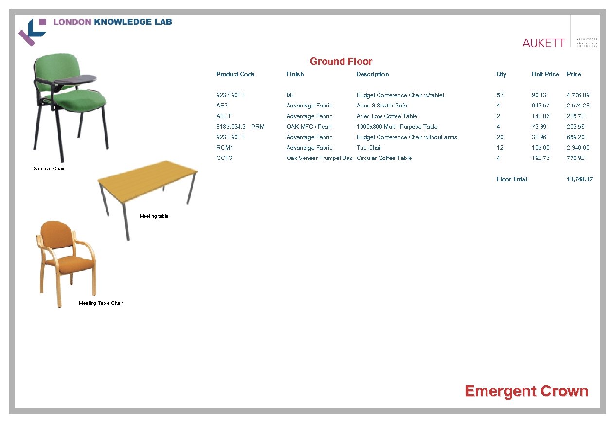 Ground Floor Product Code Finish Description Qty Unit Price 9233. 901. 1 ML Budget