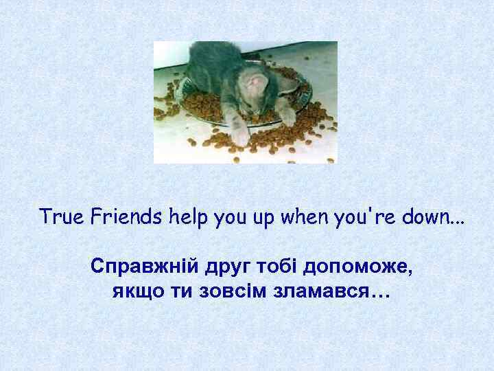 True Friends help you up when you're down. . . Справжній друг тобі допоможе,