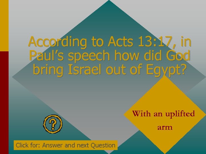 According to Acts 13: 17, in Paul’s speech how did God bring Israel out