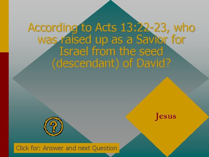 According to Acts 13: 22 -23, who was raised up as a Savior for