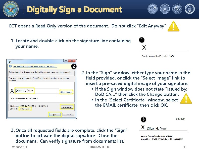 Electronic Coordination Document Digitally Sign a Tool Office of the Under Secretary of Defense