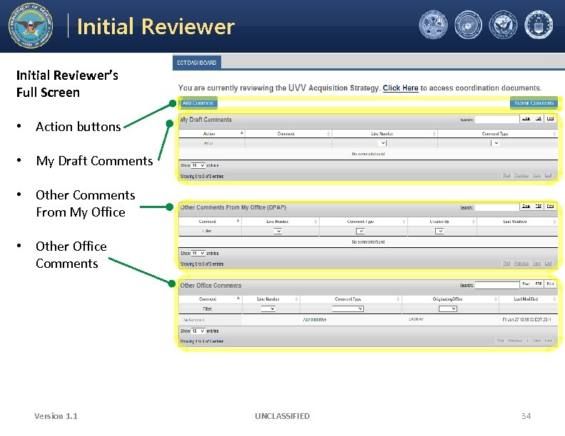 Electronic Coordination Initial Reviewer Tool Office of the Under Secretary of Defense Acquisition, Technology,