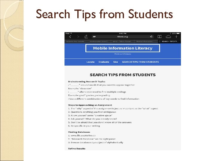 Search Tips from Students 