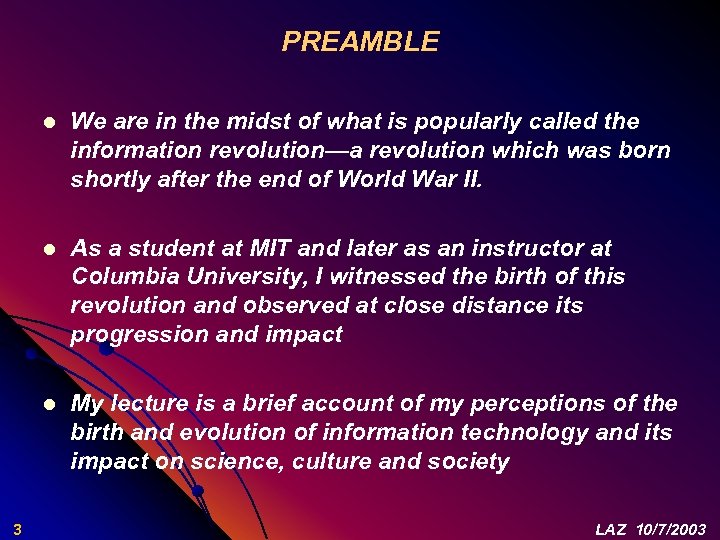 PREAMBLE l l As a student at MIT and later as an instructor at