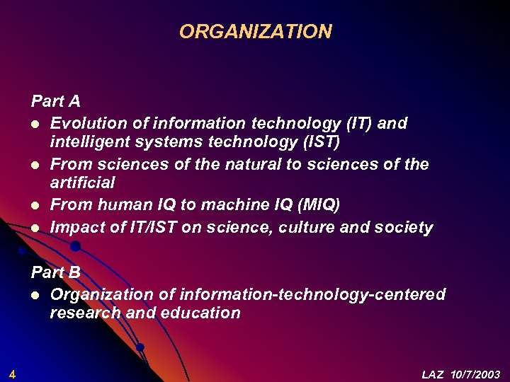 ORGANIZATION Part A l Evolution of information technology (IT) and intelligent systems technology (IST)