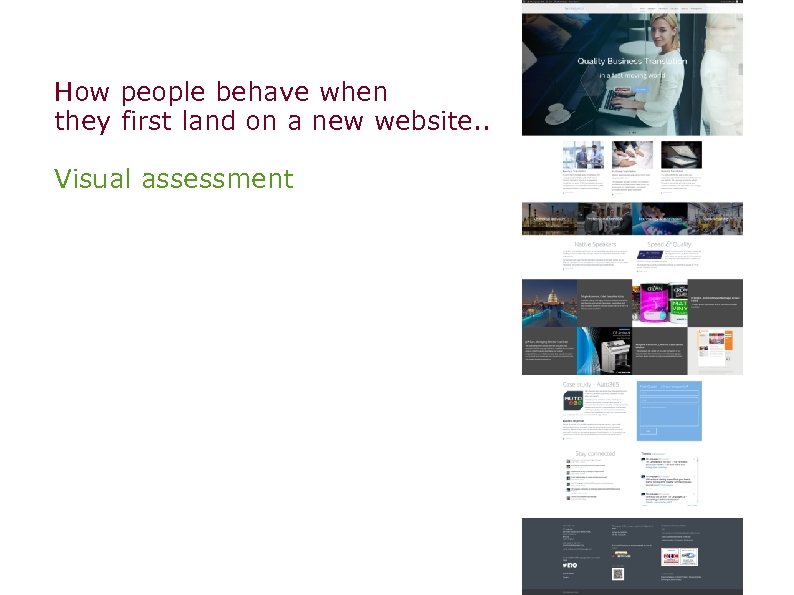 How people behave when they first land on a new website. . Visual assessment