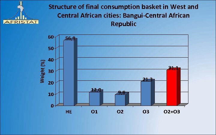 Structure of final consumption basket in West and Central African cities: Bangui-Central African Republic