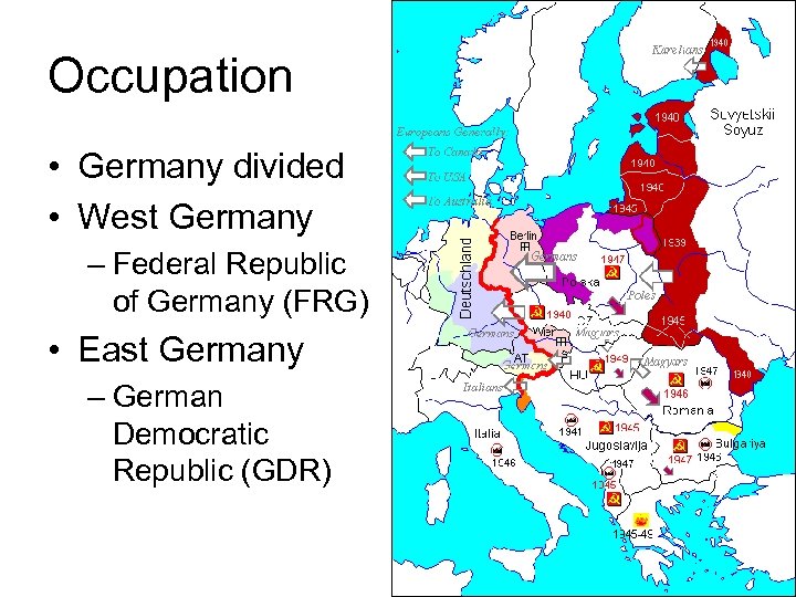 Occupation • Germany divided • West Germany – Federal Republic of Germany (FRG) •