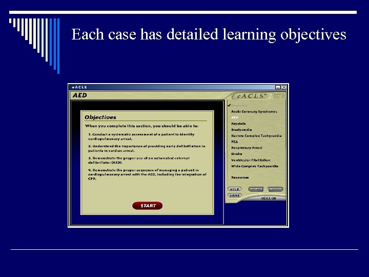 Each case has detailed learning objectives 